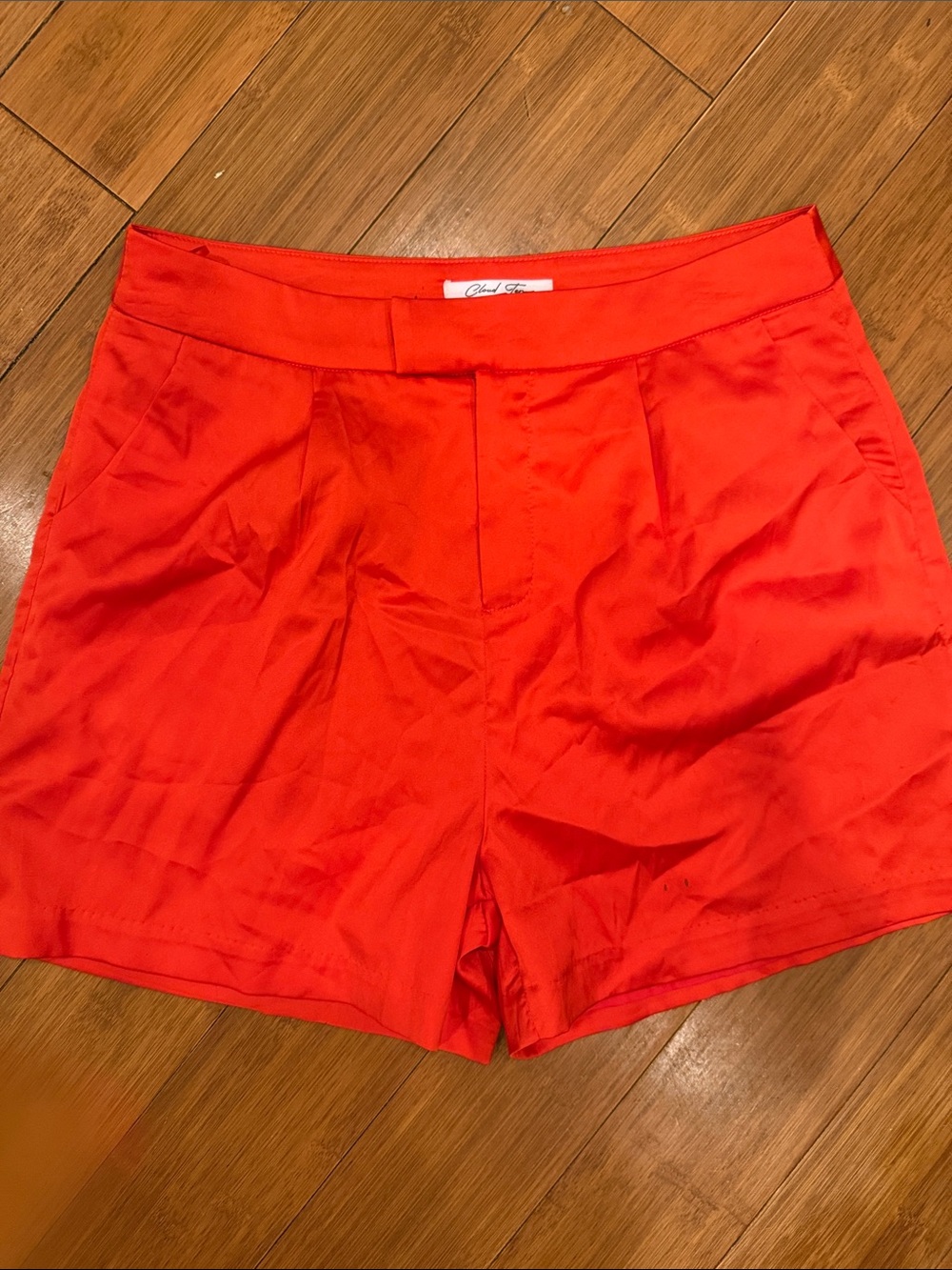 High-Waist Tailored Bermuda Shorts — Red